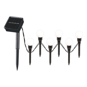 LED Solarno svjetlo KULKI 6xLED/1,2V 600 mAh 4,3 m IP44 crno/bijelo