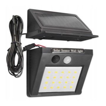 LED solarno zidno svjetlo s senzorom i vanjskim panelom LED/0,55W/3,7V 1200 mAh IP44
