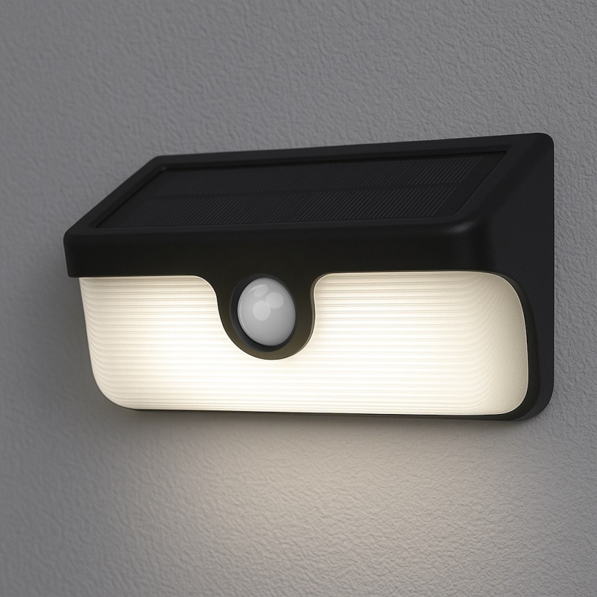LED solarno zidno svjetlo s senzorom LINK LED/5W/3,7V 2000 mAh IP65 crno