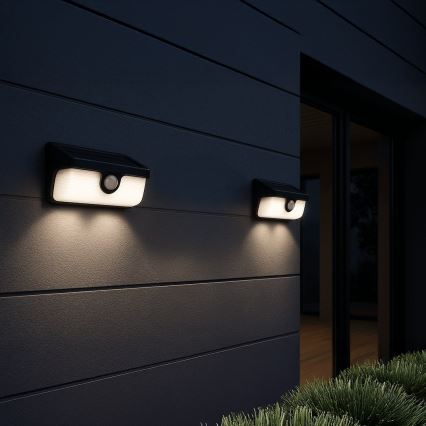 LED solarno zidno svjetlo s senzorom LINK LED/5W/3,7V 2000 mAh IP65 crno