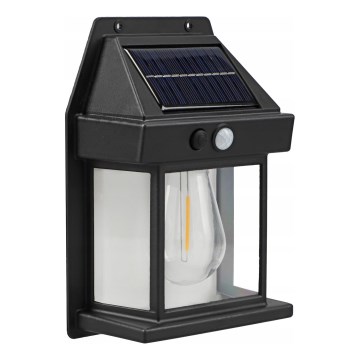 LED solarno zidno svjetlo sa senzorom LED/3,7V 600 mAh IP44 crno