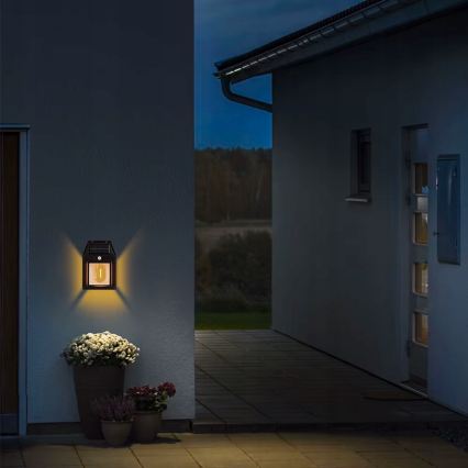 LED solarno zidno svjetlo sa senzorom LED/3,7V 600 mAh IP44 crno