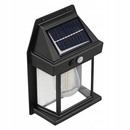 LED solarno zidno svjetlo sa senzorom LED/3,7V 600 mAh IP44 crno