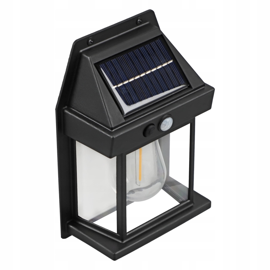 LED solarno zidno svjetlo sa senzorom LED/3,7V 600 mAh IP44 crno