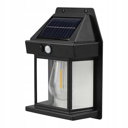LED solarno zidno svjetlo sa senzorom LED/3,7V 600 mAh IP44 crno