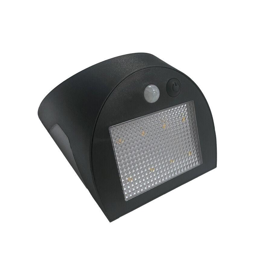 LED solarna zidna svjetiljka sa senzorom LED/3W/3,7V 3000/4000K 1200 mAh IP54 crna