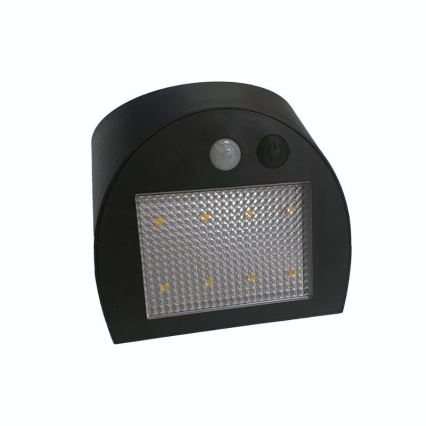 LED solarna zidna svjetiljka sa senzorom LED/3W/3,7V 3000/4000K 1200 mAh IP54 crna