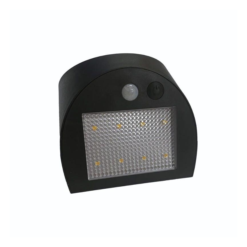 LED solarna zidna svjetiljka sa senzorom LED/3W/3,7V 3000/4000K 1200 mAh IP54 crna