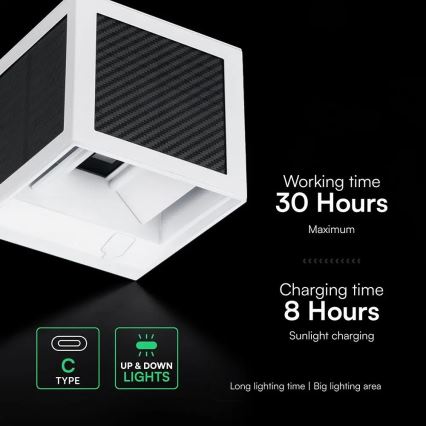 LED solarna zidna svjetiljka sa senzorom LED/9W/3,7V 3000/4000/6000K IP65 2600 mAh bijela