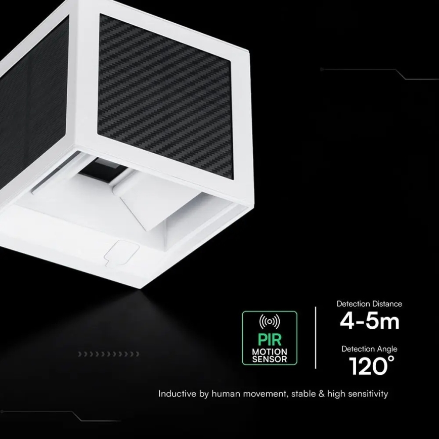 LED solarna zidna svjetiljka sa senzorom LED/9W/3,7V 3000/4000/6000K IP65 2600 mAh bijela