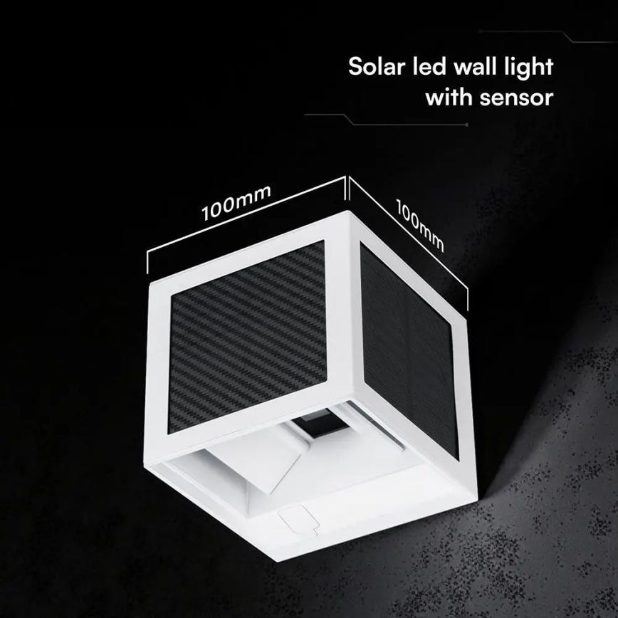 LED solarna zidna svjetiljka sa senzorom LED/9W/3,7V 3000/4000/6000K IP65 2600 mAh bijela
