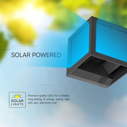 LED solarno zidno svjetlo sa senzorom LED/9W/3,7V 3000/4000/6000K IP65 2600 mAh crno