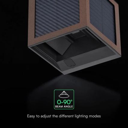 LED solarno zidno svjetlo sa senzorom LED/9W/3,7V 3000/4000/6000K IP65 2600 mAh smeđa