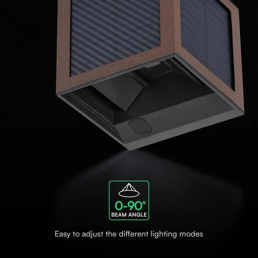 LED solarno zidno svjetlo sa senzorom LED/9W/3,7V 3000/4000/6000K IP65 2600 mAh smeđa