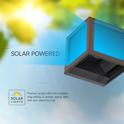LED solarno zidno svjetlo sa senzorom LED/9W/3,7V 3000/4000/6000K IP65 2600 mAh smeđa