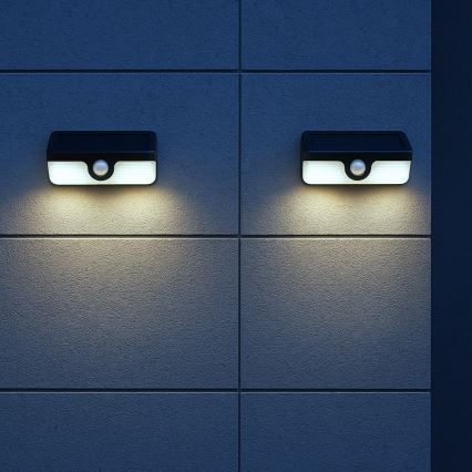 LED solarno zidno svjetlo sa senzorom LINK LED/5W/3,7V IP65 crno