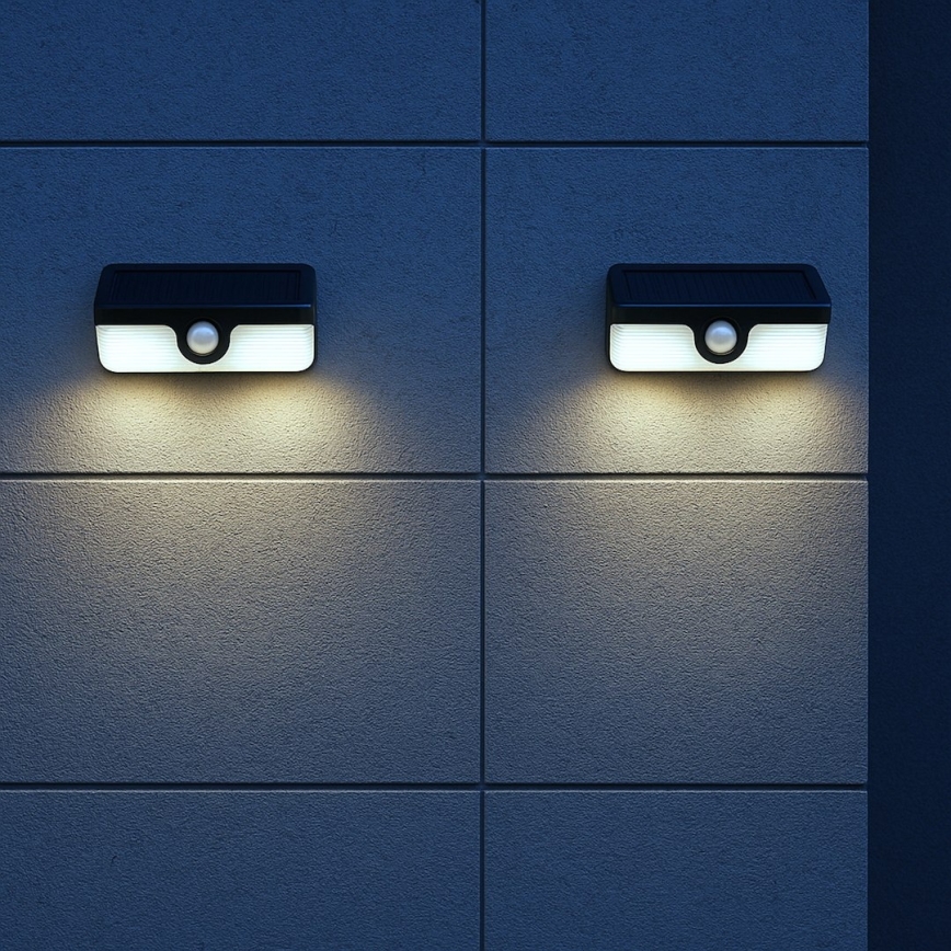 LED solarno zidno svjetlo sa senzorom LINK LED/5W/3,7V IP65 crno