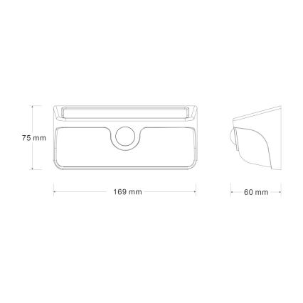 LED solarno zidno svjetlo sa senzorom LINK LED/5W/3,7V IP65 crno