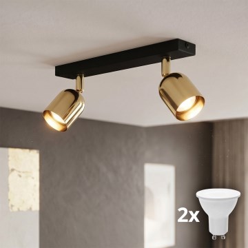 LED spot svjetiljka TOP 2xGU10/10W/230V crna/zlatna
