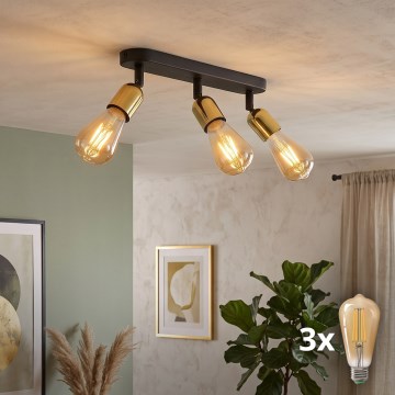 LED spot svjetiljka TOP 3xE27/15W/230V crna/zlatna