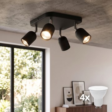 LED spot svjetiljka TOP 4xGU10/10W/230V crna