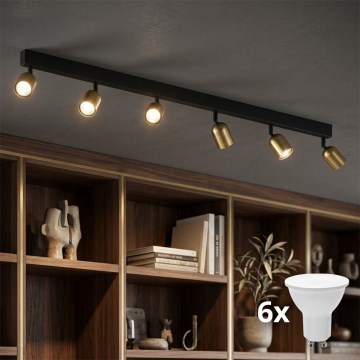 LED spot svjetiljka TOP 6xGU10/10W/230V zlatna/crna