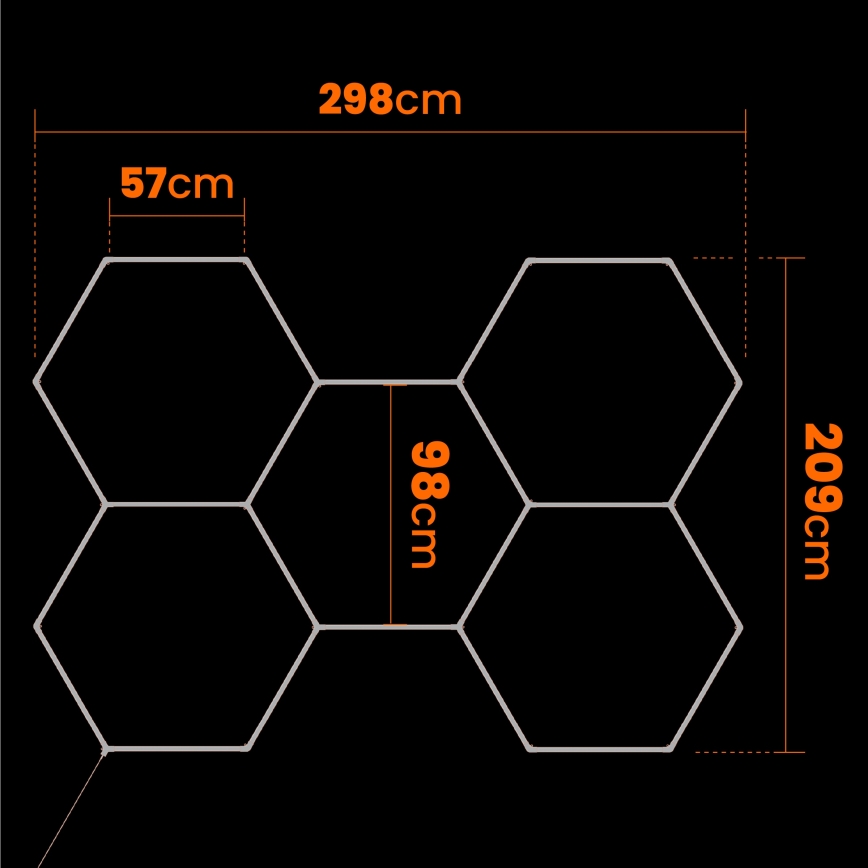 Prigušiva LED stropna svjetiljka HEXAGON LED/240W/85-265V 5000K 298x209 cm CRI 90 IP54 bijela