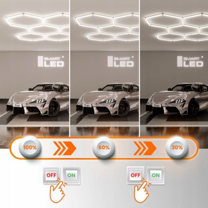 LED prigušivo stropno svjetlo HEXAGON LED/192W/85-265V 5000K 160x221 cm CRI 90 IP54 bijela