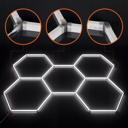 LED prigušivo stropno svjetlo HEXAGON LED/192W/85-265V 5000K 160x221 cm CRI 90 IP54 bijela