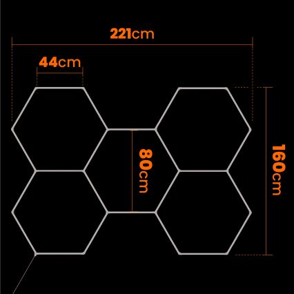 LED prigušivo stropno svjetlo HEXAGON LED/192W/85-265V 5000K 160x221 cm CRI 90 IP54 bijela