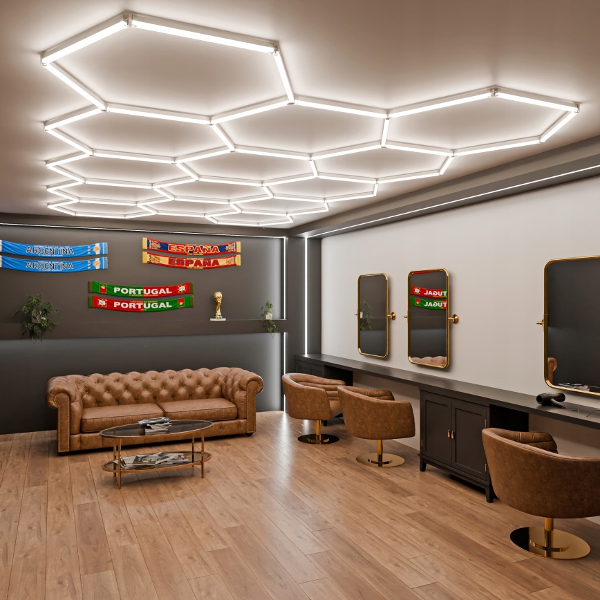 LED Prigušivo stropno svjetlo HEXAGON LED/570W/85-265V 5000K 522x298 cm CRI 90 IP54 bijela