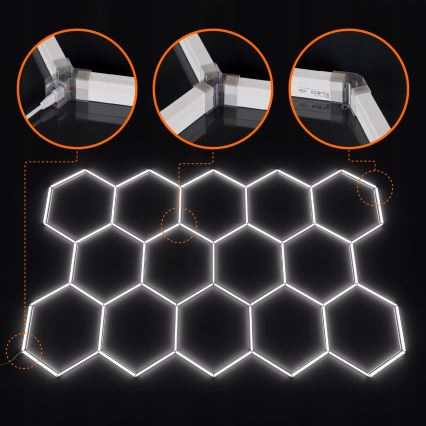 LED Prigušivo stropno svjetlo HEXAGON LED/570W/85-265V 5000K 522x298 cm CRI 90 IP54 bijela