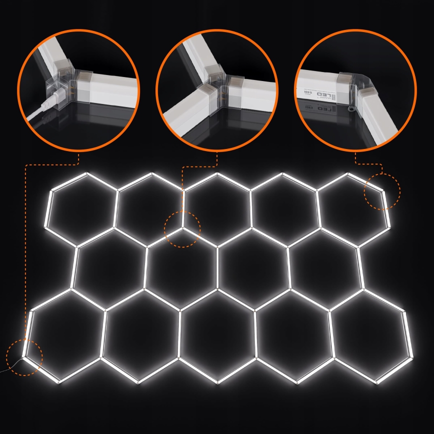 LED Prigušivo stropno svjetlo HEXAGON LED/570W/85-265V 5000K 522x298 cm CRI 90 IP54 bijela