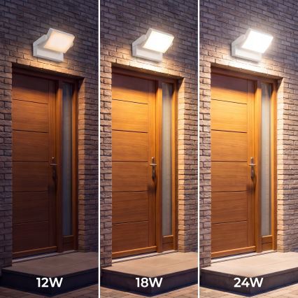 LED Prigušiva vanjska zidna svjetiljka LED/12/18/24W/230V 3000/4000/6500K IP54 bijela