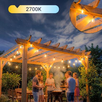 LED vanjski dekorativni lanac s prigušivanjem 36xE12/1W/24/230V 22,35 m IP65 crne boje + daljinsko upravljanje