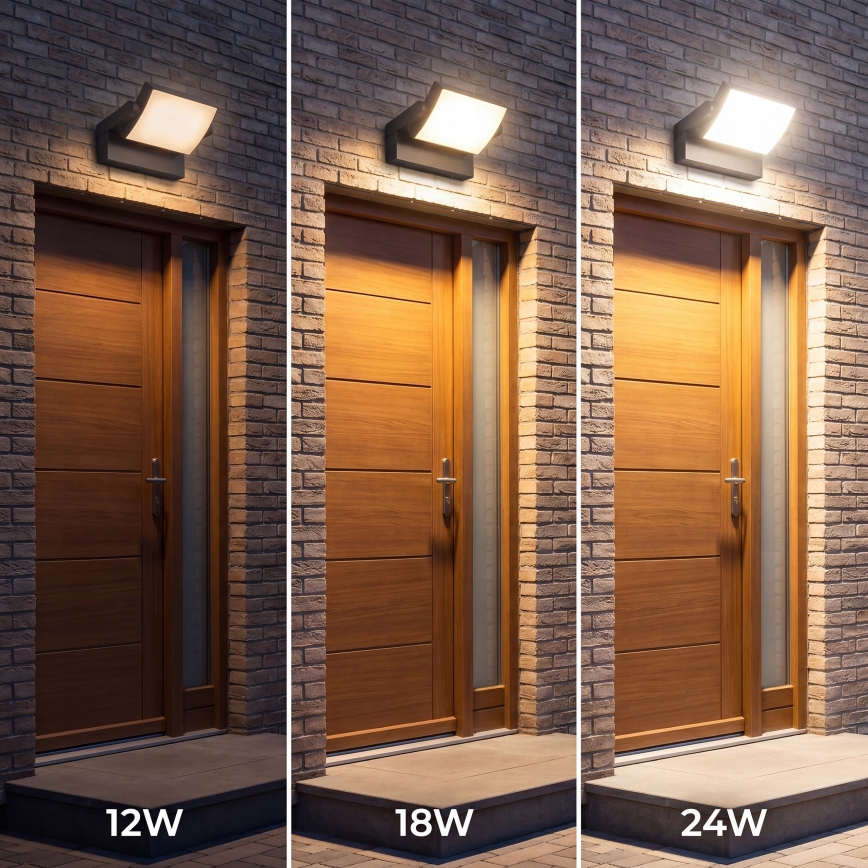 LED Prigušivo vanjsko zidno svjetlo LED/12/18/24W/230V 3000/4000/6500K IP54 crna