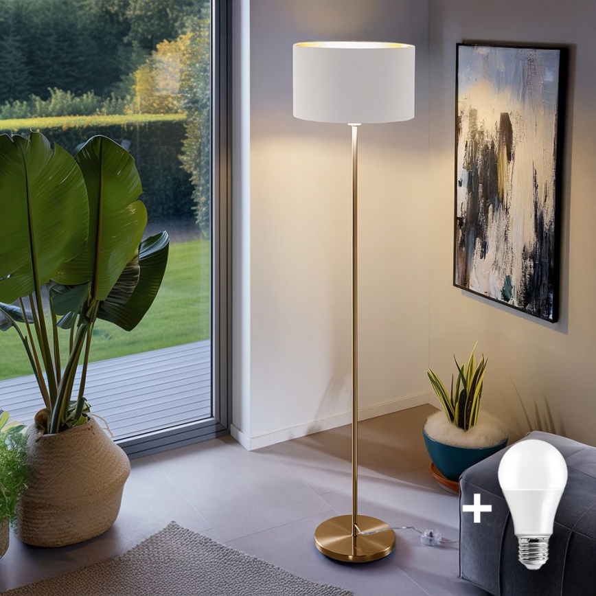 LED stojeća lampa TUNJA 1xE27/20W/230V Ø 38 cm zlatna/bijela