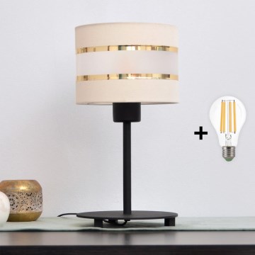 LED Stolna lampa HELEN 1xE27/15W/230V krem/crna/zlatna