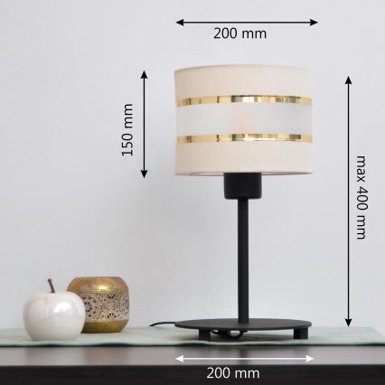 LED Stolna lampa HELEN 1xE27/15W/230V krem/crna/zlatna