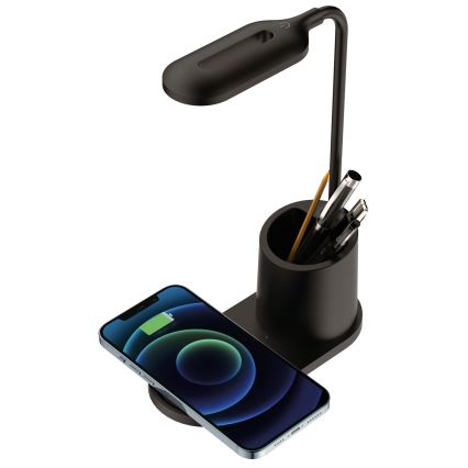 LED Stolna lampa LED/3W/5V s bežičnim punjenjem crna