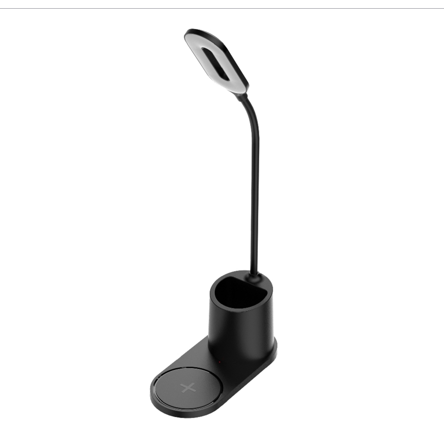 LED Stolna lampa LED/3W/5V s bežičnim punjenjem crna