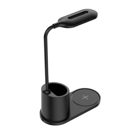 LED Stolna lampa LED/3W/5V s bežičnim punjenjem crna