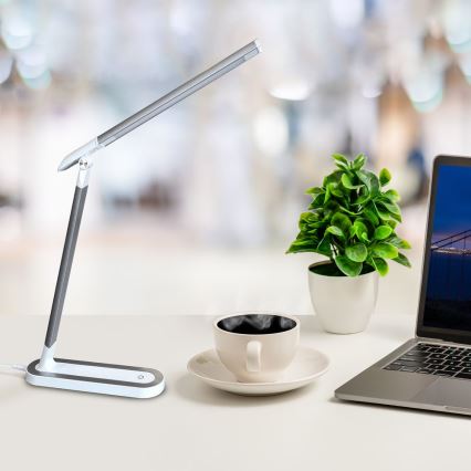 LED Dimmabilna dodirna stolna lampa MADERA LED/7W/230V USB bijela