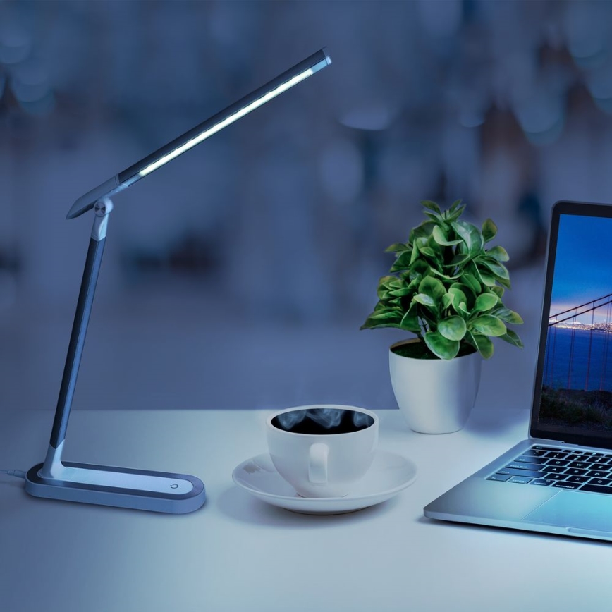 LED Dimmabilna dodirna stolna lampa MADERA LED/7W/230V USB bijela