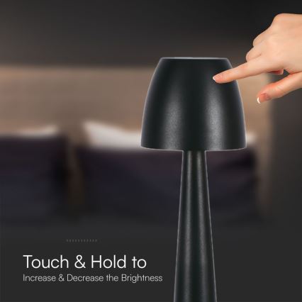 LED Podesiva punjiva stolna lampa na dodir LED/3W/5V 3000-6000K 1800 mAh crna