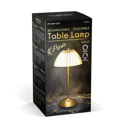 LED prigušiva punjiva stolna lampa PARIS LED/2W/5V 2700K/4000K/6500K 800 mAh zlatna