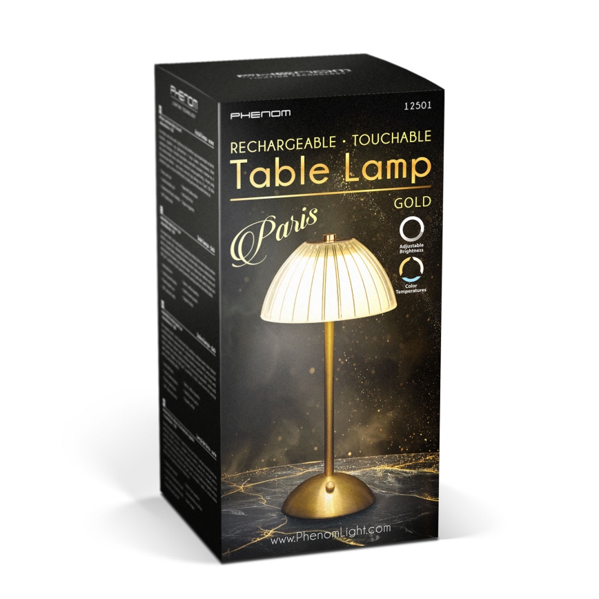 LED prigušiva punjiva stolna lampa PARIS LED/2W/5V 2700K/4000K/6500K 800 mAh zlatna