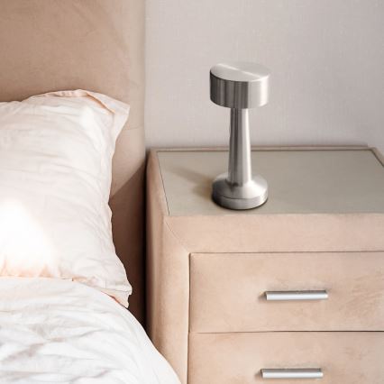 LED stolna lampa s dodirnim prigušivanjem SIMPLY LED/5V 2700/4000/6500K 800 mAh sjajni krom