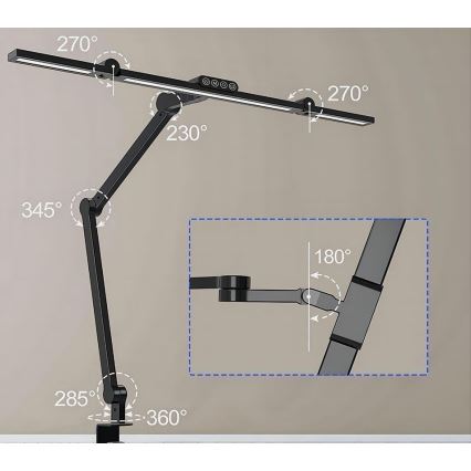 LED prigušivačka dodirna fleksibilna stolna lampa LED/24W/230V 3000-6500K CRI 92 crna