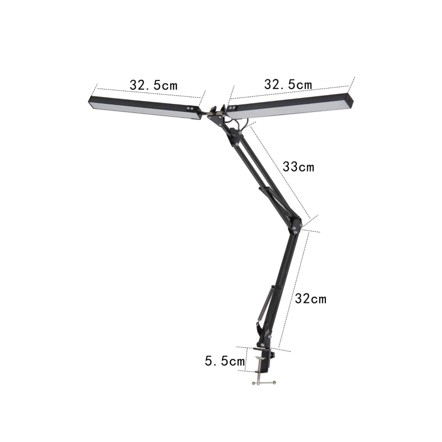 LED Stolna lampa s kvačicom 2xLED/10W/230V 2800-6800K